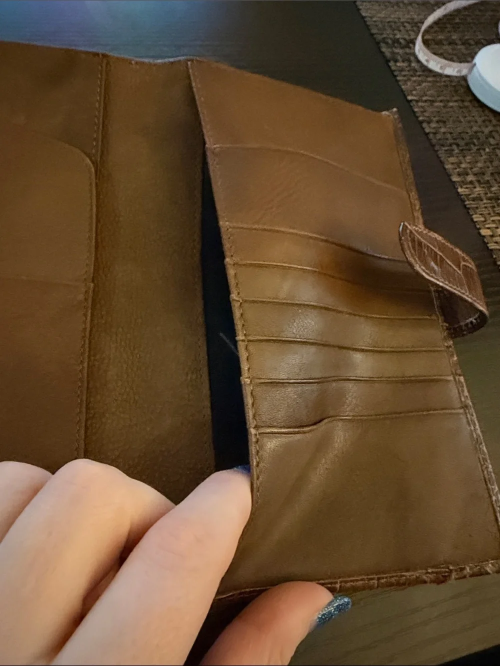 vintage-style faux crocodile embossed organizer wallet/
